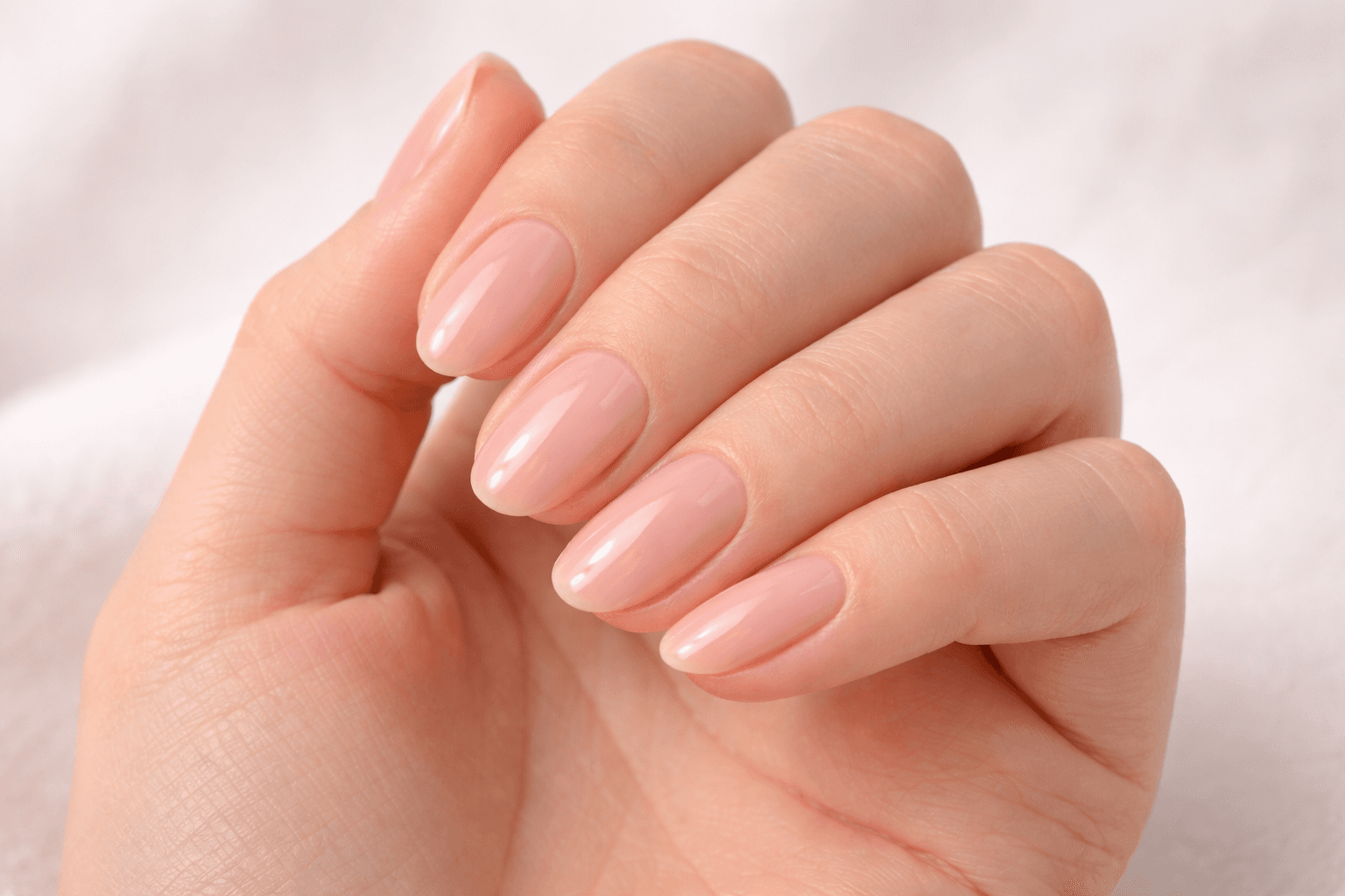 Gepflegte natürliche Maniküre mit sauber geformten Nägeln
