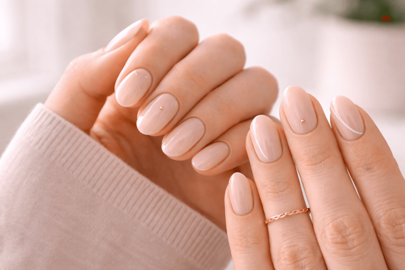 Minimalistisches Nageldesign mit feinen Linien und dezenten Akzenten